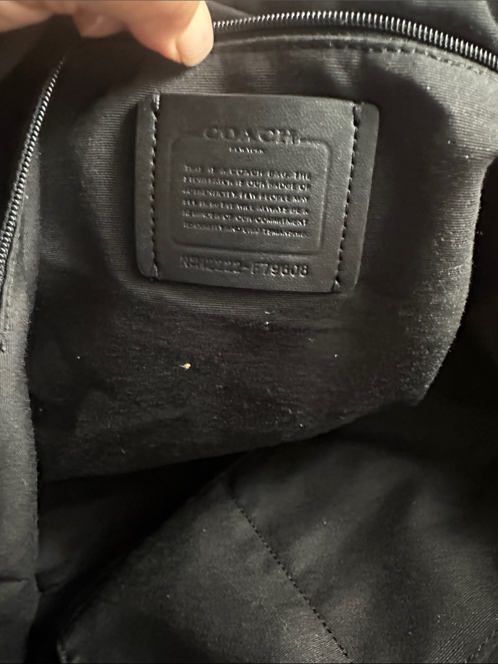 Coach Black Leather Tote with Gold Logo and Zip - Picture 5 of 6